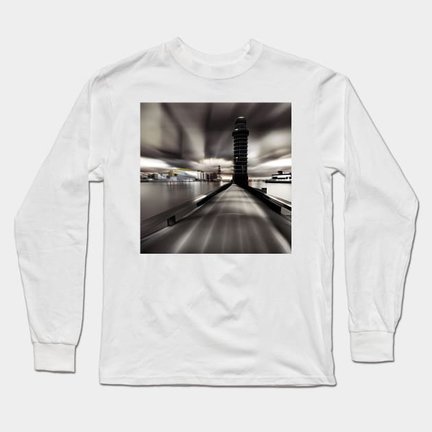 Melbourne Docklands Dramatic Landscape Photo Long Sleeve T-Shirt by druidwolfart